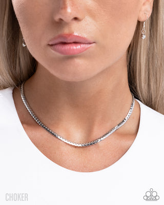 Crowning Challenge - Silver - Chain Paparazzi Choker Necklace