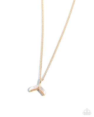 Mermaid Masterpiece - Gold - Seashell Mermaid Tail Paparazzi Short Necklace
