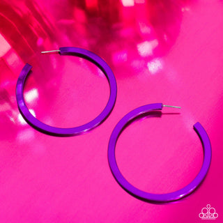 Pop HOOP - Purple - Painted Metal Paparazzi Hoop Earrings