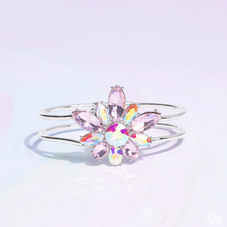 Chic Corsage - Multi - Iridescent Marquise Gem Silver Paparazzi Hinge Bracelet