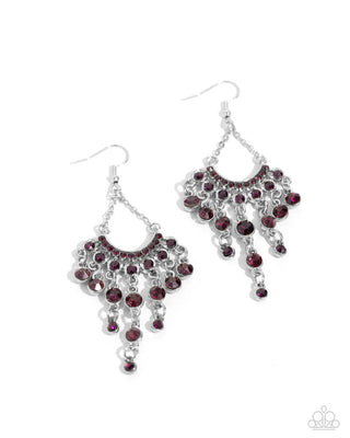 Commanding Candescence purple rhinestone earrings product photo