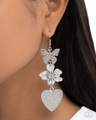 Lighthearted Luminescent - White - Paparazzi Fishhook Earrings - February 2026 Gimme the Glitz Exclusive