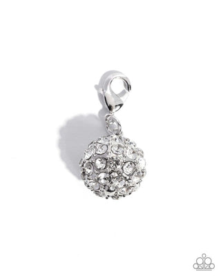 Ornamental Opinion rhinestone-dusted silver ornament Paparazzi rhodium-plated charm