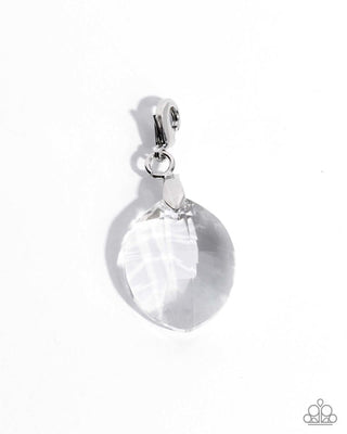 Transparent Theme clear faceted chiseled gem in rhodium-plated silver-tone setting Paparazzi charm