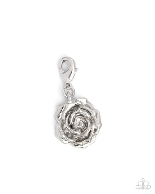 Garden Glance textured silver rose Paparazzi rhodium-plated charm