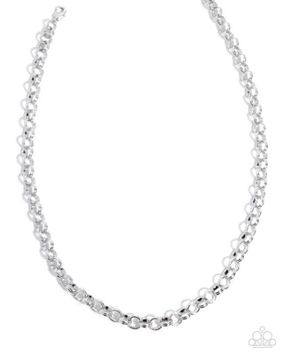 That's My Ego thick silver-tone rhodium-plated chain charm holder necklace by Paparazzi Accessories