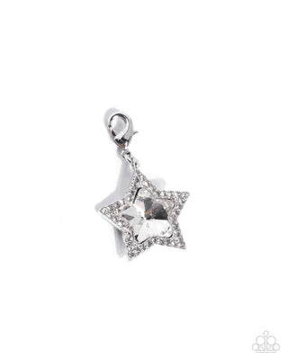 Serene Star white gem star lined with white rhinestones Paparazzi rhodium-plated charm