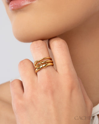 Infini - Size 8 - 18K Gold-Plated Ring - CACHET by Paparazzi