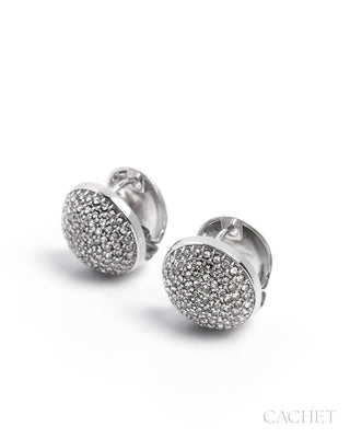 Scintillement - Rhodium-Plated & Elevated Rhinestone Hinge Hoop Earrings - CACHET by Paparazzi