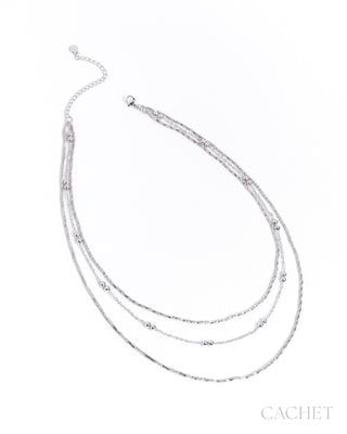 Éveillé - Rhodium-Plated Tiered Chain Necklace - CACHET by Paparazzi - Diamond Trip Exclusive
