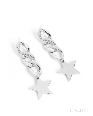 Notoriété - Rhodium-Plated Star Post Earrings - CACHET by Paparazzi - Diamond Trip Exclusive