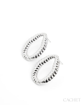 Tumulte - Rhodium-Plated Teardrop Post Earrings - CACHET by Paparazzi