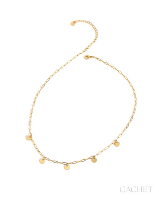 Décontracté - 18K Gold-Plated Disc Necklace - CACHET by Paparazzi