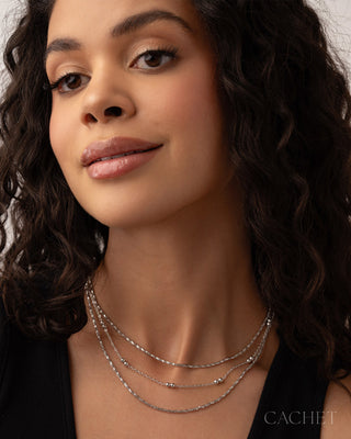 Éveillé - Rhodium-Plated Tiered Chain Necklace - CACHET by Paparazzi - Diamond Trip Exclusive