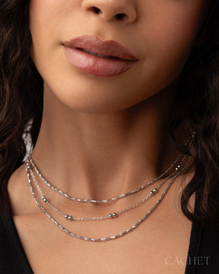 Éveillé - Rhodium-Plated Tiered Chain Necklace - CACHET by Paparazzi - Diamond Trip Exclusive