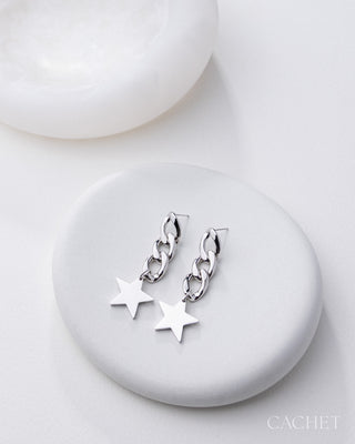 Notoriété - Rhodium-Plated Star Post Earrings - CACHET by Paparazzi - Diamond Trip Exclusive