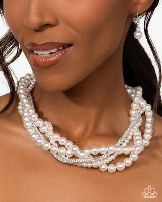 Pearl Pinnacle - White - Paparazzi Pearl Necklace - March 2026 Life of the Party Exclusive