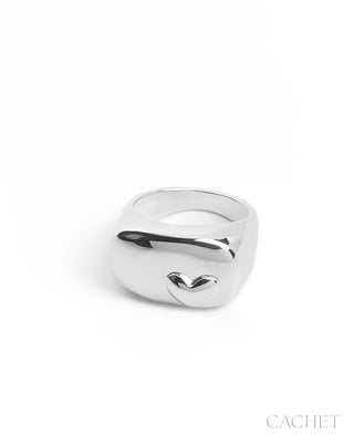 Chérie - Size 7 - Rhodium-Plated Heart Ring - CACHET by Paparazzi