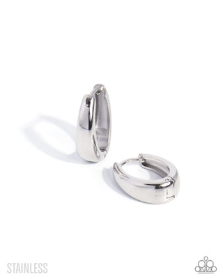 Stainless Stroll - Silver - Stainless Steel - Paparazzi Hoop Earrings - April 2026 Life of the Party Exclusive