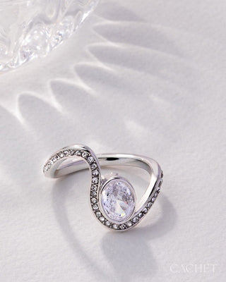 Filer - Size 8 - Rhodium-Plated & Cubic Zirconia Ring - CACHET by Paparazzi