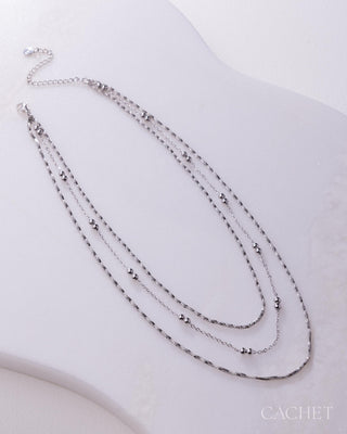Éveillé - Rhodium-Plated Tiered Chain Necklace - CACHET by Paparazzi - Diamond Trip Exclusive
