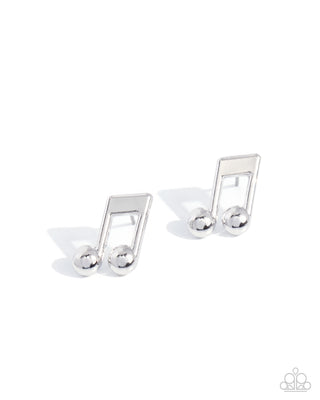 You Are the Music in Me - Silver - Music Note Paparazzi Post Earrings