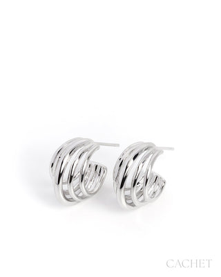Superposée - Rhodium-Plated Hoop Earrings - CACHET by Paparazzi