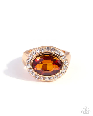 Pampered Prom brown topaz gem gold rhinestone stretch ring product photo