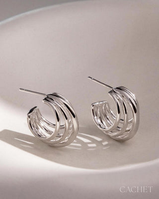Superposée - Rhodium-Plated Hoop Earrings - CACHET by Paparazzi