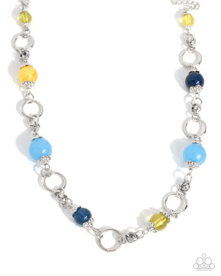 Park Day blue navy and yellow bead silver necklace product photo