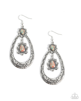Sensible Serenity multicolored marbled teardrop silver fishhook earrings product photo