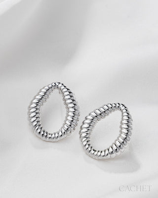 Tumulte - Rhodium-Plated Teardrop Post Earrings - CACHET by Paparazzi