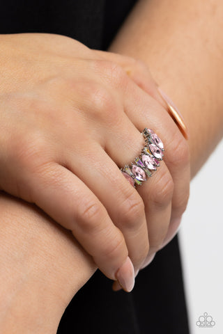 Kaleidoscopic Knockout - Pink - Marquise Cut Gem Paparazzi Dainty Ring