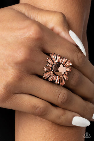 Starburst Season - Copper - Aurum Oval Cut Gem Paparazzi Ring