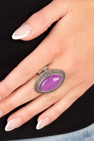 Artisanal Apothecary - Purple - Oversized Marquise Cut Amethyst Stone Paparazzi Ring