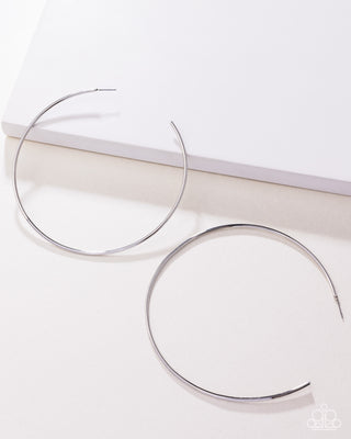 Colossal Couture - Silver - Oversized High Sheen Paparazzi Hoop Earrings - Blockbuster