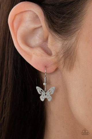 Flutter Love - Multi - Iridescent Rhinestone Center 3-D Butterfly Paparazzi Short Necklace