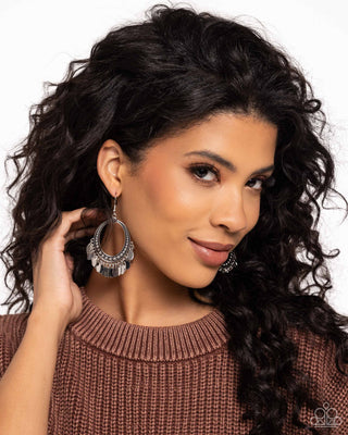 Homestead Hustle - Silver - Oval Disc Paparazzi Fishhook Earrings