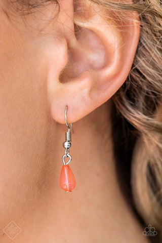 Totally Trolling - Orange - and Green Bead Paparazzi Long Necklace - July 2022 Glimpses of Malibu