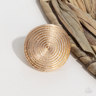 Dizzying Delight - Gold - Oversized Textured Paparazzi Ring