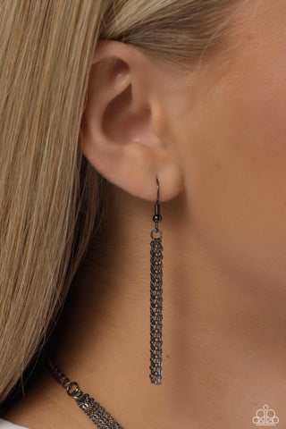 Dynamic Default - Black - Gunmetal Cylindrical Bead Tiered Paparazzi Short Necklace