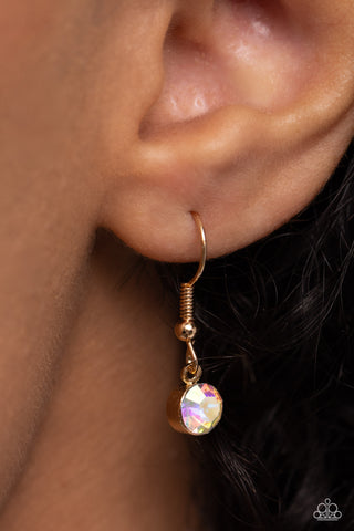 Gleaming Gala - Gold - Opalescent Gem Paparazzi Short Necklace