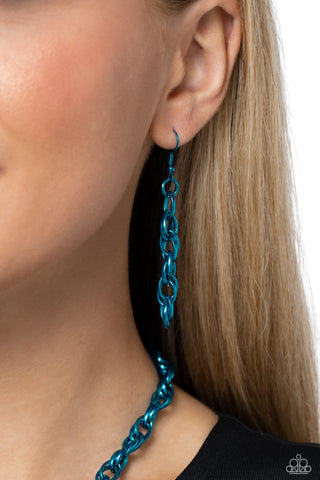 Modern Matchup - Blue - Oversized Metallic Heart White Gem Paparazzi Toggle Short Necklace