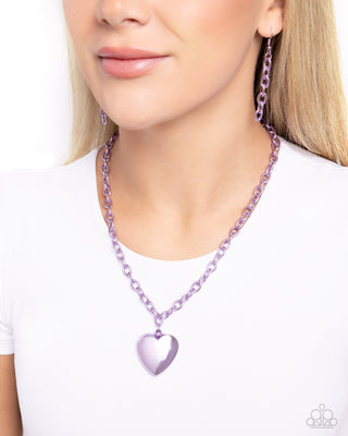 Loving Luxury - Purple - Metallic Heart Paparazzi Short Necklace