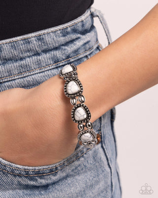 Harmonious Headliner - White - Stone Paparazzi Stretchy Bracelet