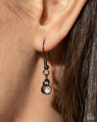 Safety Pin Style - Black - Gunmetal Chain White Rhinestone and Pearl Paparazzi Short Necklace