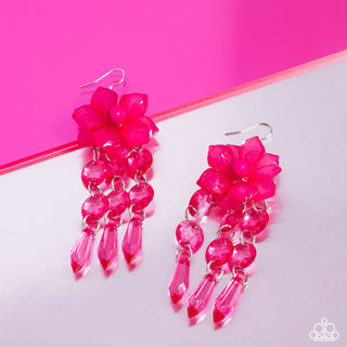 Hawaiian Hallmark - Pink - Beaded Flower Paparazzi Fishhook Earrings