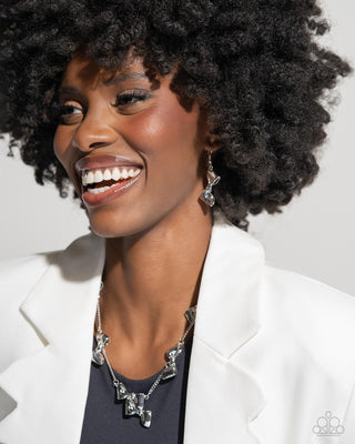 Dapper Dalliance - Silver - Bow Paparazzi Fishhook Earrings