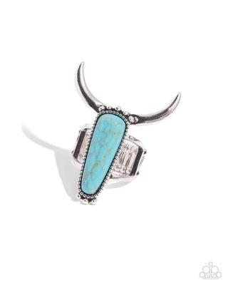 Longhorn Luxe - Blue - Turquoise Stone Skull Paparazzi Ring