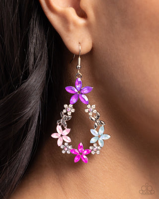 FAIRY Beautiful - Pink - Purple, & Blue Glittery Flower Paparazzi Fishhook Earrings